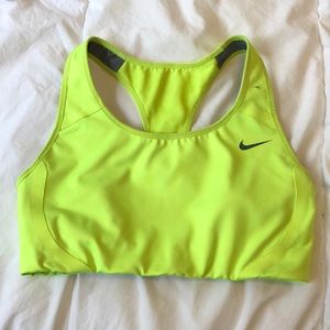 Neon yellow Nike sports bra